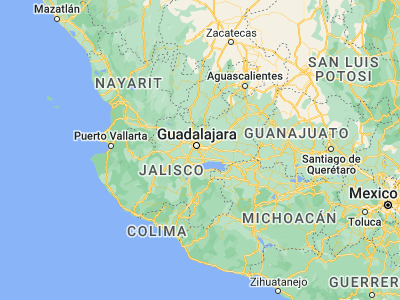 Map showing location of El Verde (20.55567, -103.27901)