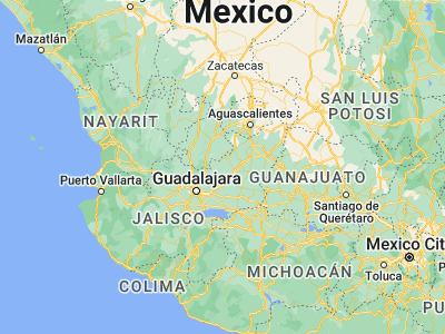 Map showing location of El Zapote (21.11257, -102.80555)