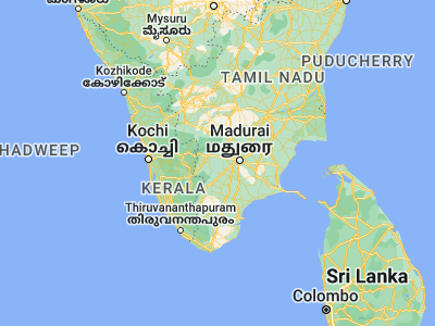 Map showing location of Elumalai (9.86667, 77.7)