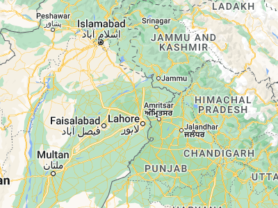Map showing location of Eminābād (32.04219, 74.25944)