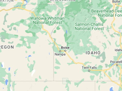 Map showing location of Emmett (43.8735, -116.4993)