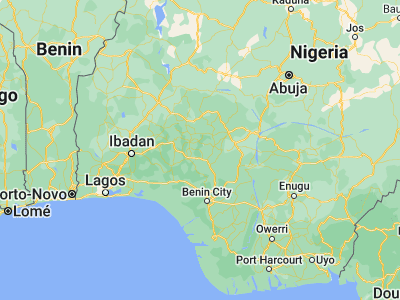 Map showing location of Emure-Ekiti (7.43614, 5.45932)