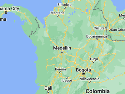 Map showing location of Entrerríos (6.5654, -75.5169)