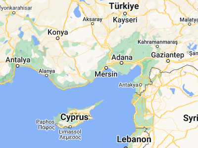 Map showing location of Erdemli (36.60498, 34.30836)