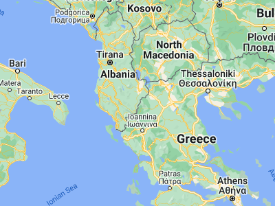 Map showing location of Ersekë (40.33778, 20.67889)
