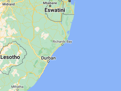 Map showing location of eSikhawini (-28.87097, 31.89961)