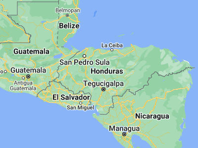 Map showing location of Esquías (14.73333, -87.36667)