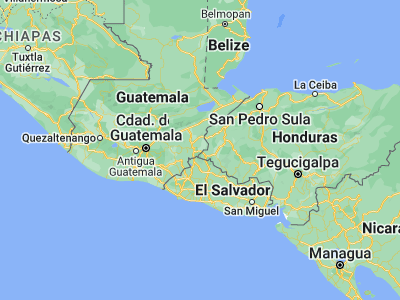 Map showing location of Esquipulas (14.56667, -89.35)
