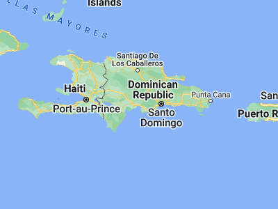 Map showing location of Estebanía (18.4577, -70.6435)