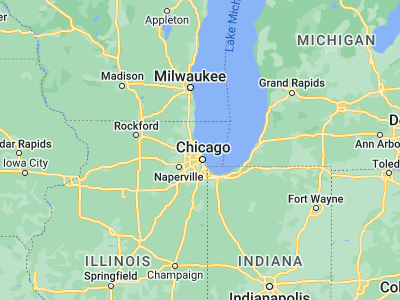 Map showing location of Evanston (42.04114, -87.69006)
