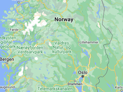 Map showing location of Fagernes (60.98584, 9.23236)
