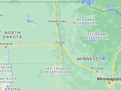 Map showing location of Fargo (46.87719, -96.7898)