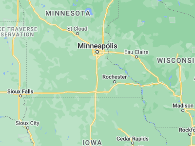 Map showing location of Faribault (44.29496, -93.26883)