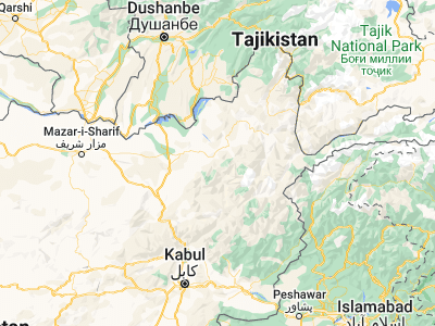 Map showing location of Farkhār (36.57288, 69.85783)