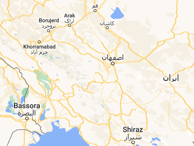 Map showing location of Farrokh Shahr (32.27174, 50.98008)