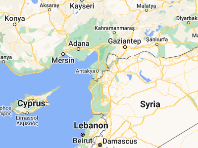 Map showing location of Fatikli (36.115, 36.24817)