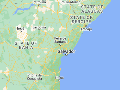 Map showing location of Feira de Santana (-12.26667, -38.96667)