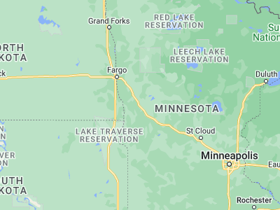 Map showing location of Fergus Falls (46.28302, -96.07756)