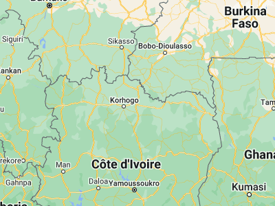 Map showing location of Ferkessédougou (9.5928, -5.19449)