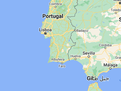 Map showing location of Ferreira do Alentejo (38.05, -8.03333)