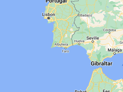 Map showing location of Ferreiras (37.12926, -8.23759)