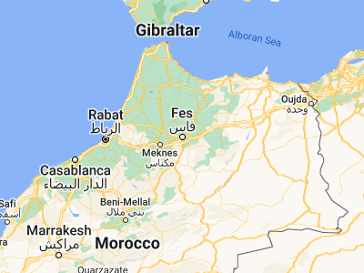 Map showing location of Fès (34.03715, -4.9998)