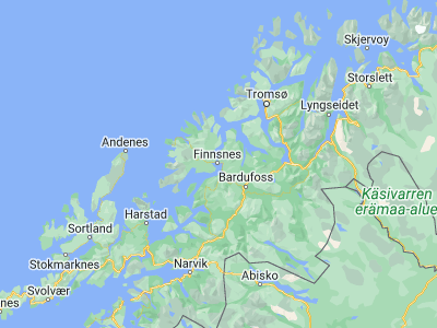 Map showing location of Finnsnes (69.22959, 17.98114)