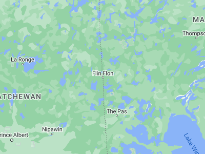 Map showing location of Flin Flon (54.76824, -101.86497)