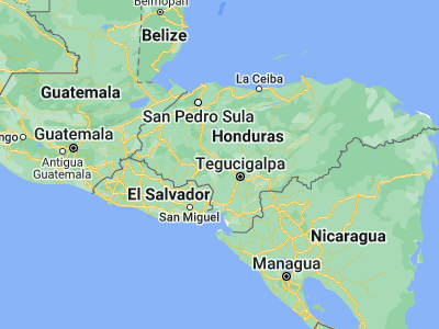 Map showing location of Flores (14.28333, -87.56667)