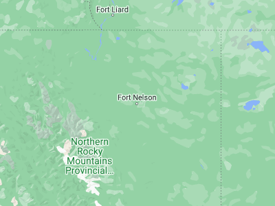 Map showing location of Fort Nelson (58.80533, -122.7002)