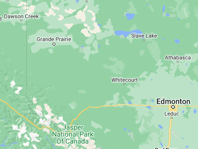 Map showing location of Fox Creek (54.40007, -116.80238)