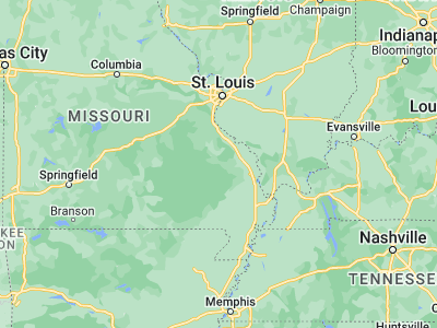 Map showing location of Fredericktown (37.55978, -90.29401)