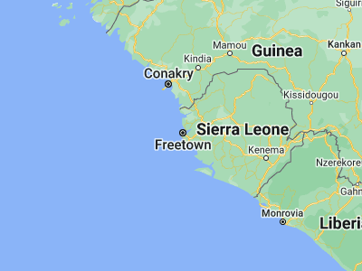 Map showing location of Freetown (8.43194, -13.28972)
