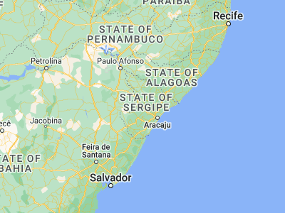 Map showing location of Frei Paulo (-10.54944, -37.53444)