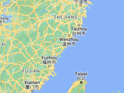 Map showing location of Fuding (27.32734, 120.214)