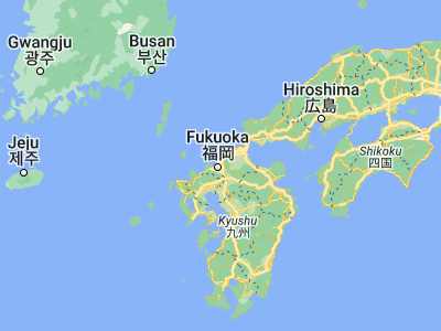 Map showing location of Fukuoka (33.60639, 130.41806)