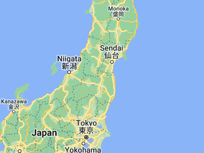 Map showing location of Fukushima (37.75, 140.46778)