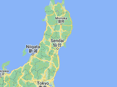 Map showing location of Furukawa (38.57167, 140.95556)