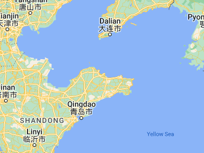 Map showing location of Fushan (37.49583, 121.25806)