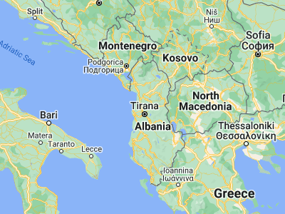 Map showing location of Fushë-Krujë (41.47833, 19.71778)