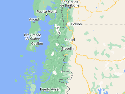 Map showing location of Futaleufú (-43.1675, -71.84833)