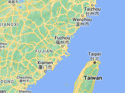Map showing location of Fuzhou (26.06139, 119.30611)