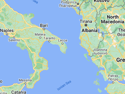 Map showing location of Galatina (40.17402, 18.16822)