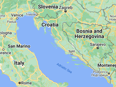 Map showing location of Galovac (44.07139, 15.39333)