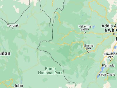 Map showing location of Gambēla (8.25, 34.58333)