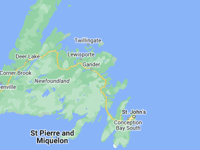 Map showing location of Gambo (48.7832, -54.21482)