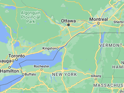 Map showing location of Gananoque (44.33342, -76.16607)