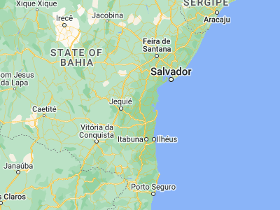 Map showing location of Gandu (-13.74389, -39.48667)