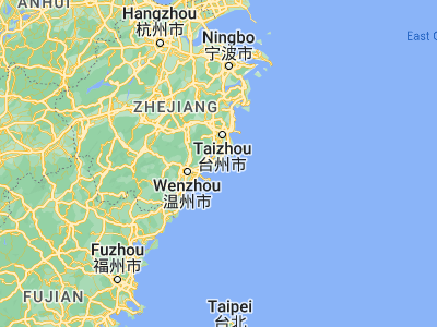 Map showing location of Ganjiang (28.16063, 121.3509)