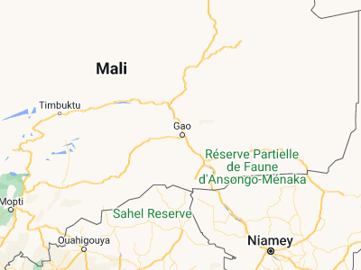 Map showing location of Gao (16.27167, -0.04472)